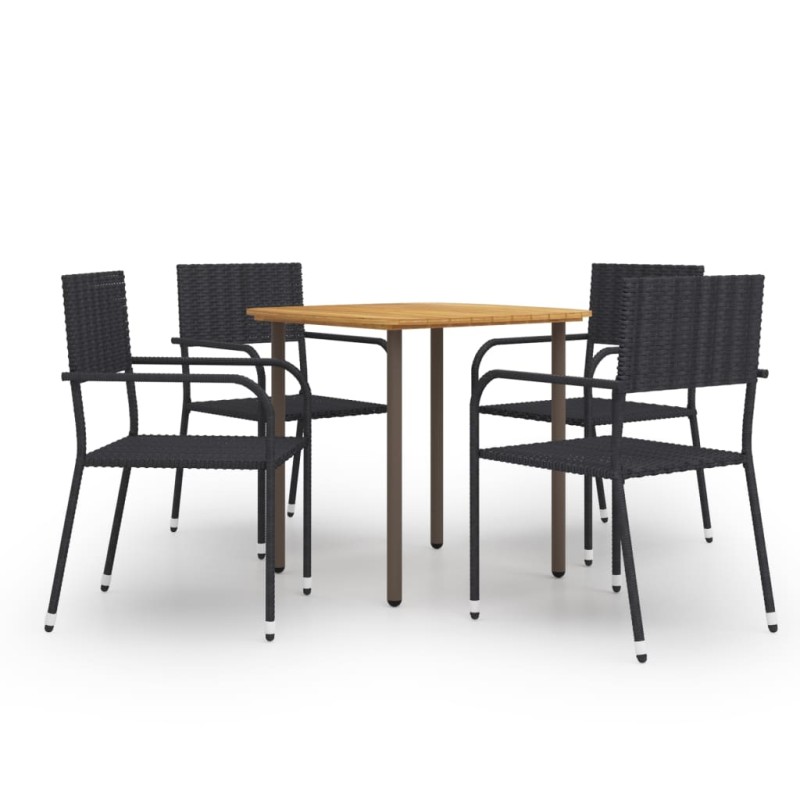 vidaXL 5-tlg. Garten-Essgruppe Poly Rattan Schwarz vidaXL 5-tlg. Garten-Essgruppe Poly Rattan Schwarz