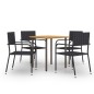 vidaXL 5-tlg. Garten-Essgruppe Poly Rattan Schwarz vidaXL 5-tlg. Garten-Essgruppe Poly Rattan Schwarz