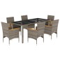 vidaXL 7-tlg. Garten-Essgruppe mit Kissen Grau Poly Rattan und Glas vidaXL 7-tlg. Garten-Essgruppe mit Kissen Grau Poly Rattan und Glas