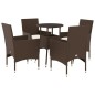 vidaXL 5-tlg. Garten-Essgruppe mit Kissen Braun Poly Rattan Glas vidaXL 5-tlg. Garten-Essgruppe mit Kissen Braun Poly Rattan Glas