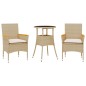 vidaXL 3-tlg. Garten-Essgruppe mit Kissen Beige Poly Rattan und Glas vidaXL 3-tlg. Garten-Essgruppe mit Kissen Beige Poly Rattan und Glas