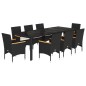 vidaXL 9-tlg. Garten-Essgruppe mit Kissen Schwarz Poly Rattan und Glas vidaXL 9-tlg. Garten-Essgruppe mit Kissen Schwarz Poly Rattan und Glas