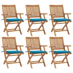 Klappbare Gartenstühle mit Kissen 6 Stk. Massivholz Teak