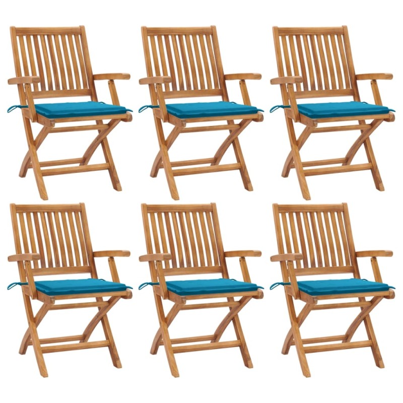 Klappbare Gartenstühle mit Kissen 6 Stk. Massivholz Teak Klappbare Gartenstühle mit Kissen 6 Stk. Massivholz Teak