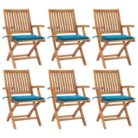 Klappbare Gartenstühle mit Kissen 6 Stk. Massivholz Teak