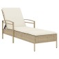 vidaXL Sonnenliege mit Auflage Beige 63x200x81 cm Poly Rattan vidaXL Sonnenliege mit Auflage Beige 63x200x81 cm Poly Rattan