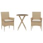 vidaXL 3-tlg. Bistro-Set mit Kissen Beige Poly Rattan und Glas vidaXL 3-tlg. Bistro-Set mit Kissen Beige Poly Rattan und Glas