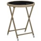 vidaXL 3-tlg. Bistro-Set mit Kissen Beige Poly Rattan und Glas vidaXL 3-tlg. Bistro-Set mit Kissen Beige Poly Rattan und Glas