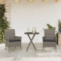 vidaXL 3-tlg. Bistro-Set mit Kissen Grau Poly Rattan und Glas vidaXL 3-tlg. Bistro-Set mit Kissen Grau Poly Rattan und Glas