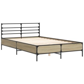 vidaXL Bettgestell Sonoma-Eiche 140x200 cm Holzwerkstoff und Metall