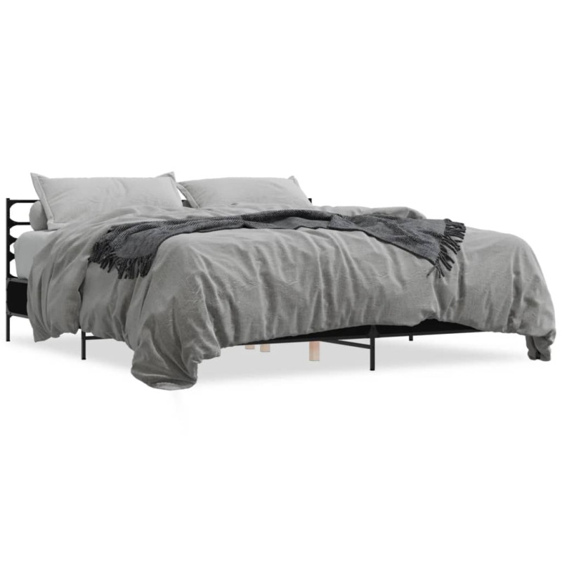 vidaXL Bettgestell Schwarz 180x200 cm Holzwerkstoff und Metall vidaXL Bettgestell Schwarz 180x200 cm Holzwerkstoff und Metall