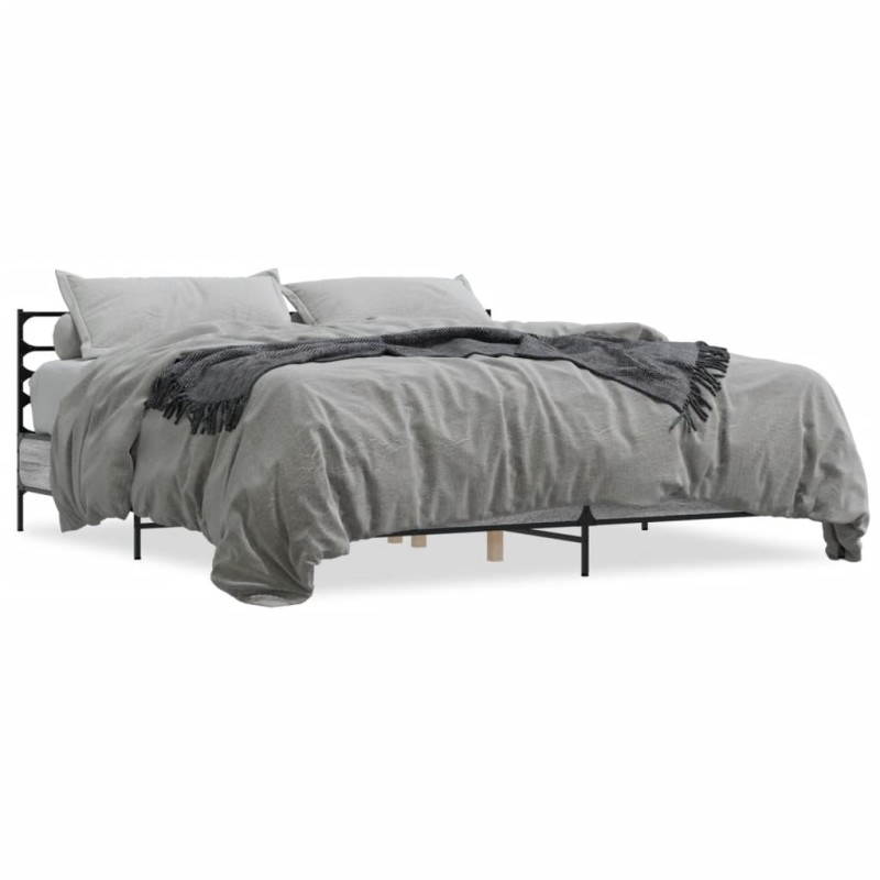 vidaXL Bettgestell Grau Sonoma 180x200 cm Holzwerkstoff und Metall vidaXL Bettgestell Grau Sonoma 180x200 cm Holzwerkstoff und Metall