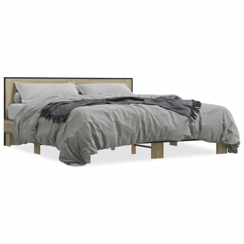 vidaXL Bettgestell Sonoma-Eiche 200x200 cm Holzwerkstoff und Metall vidaXL Bettgestell Sonoma-Eiche 200x200 cm Holzwerkstoff und Metall