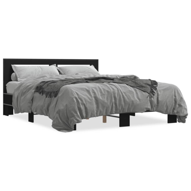 vidaXL Bettgestell Schwarz 150x200 cm Holzwerkstoff und Metall vidaXL Bettgestell Schwarz 150x200 cm Holzwerkstoff und Metall