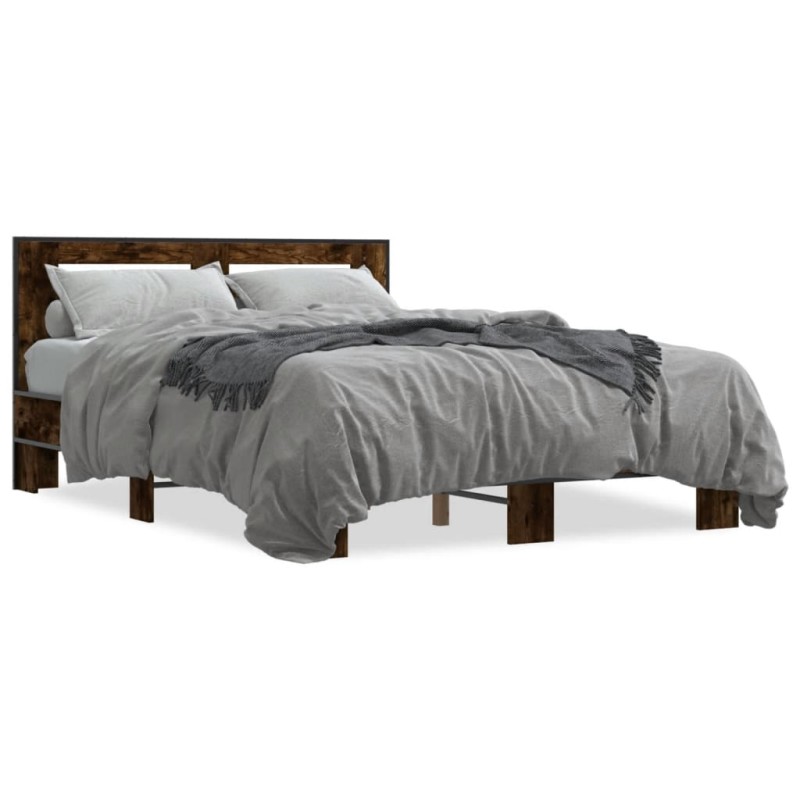 vidaXL Bettgestell Räuchereiche 140x200 cm Holzwerkstoff und Metall vidaXL Bettgestell Räuchereiche 140x200 cm Holzwerkstoff und Metall