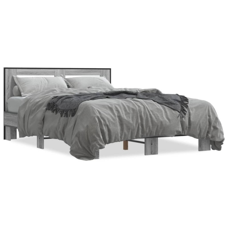 vidaXL Bettgestell Grau Sonoma 120x200 cm Holzwerkstoff und Metall vidaXL Bettgestell Grau Sonoma 120x200 cm Holzwerkstoff und Metall