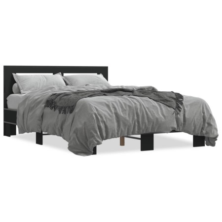 vidaXL Bettgestell Schwarz 140x190 cm Holzwerkstoff und Metall