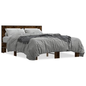 vidaXL Bettgestell Räuchereiche 120x190 cm Holzwerkstoff und Metall