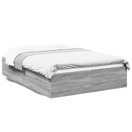 vidaXL Bettgestell Grau Sonoma 120x200 cm Holzwerkstoff