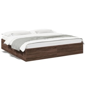 vidaXL Bettgestell Braun Eichen-Optik 200x200 cm Holzwerkstoff
