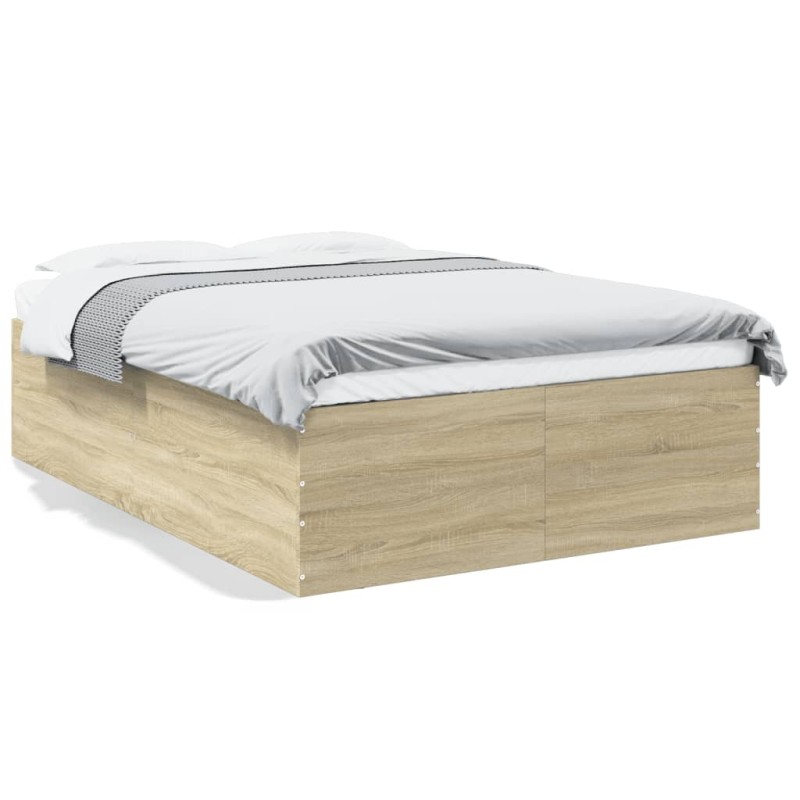 vidaXL Bettgestell Sonoma-Eiche 135x190 cm Holzwerkstoff vidaXL Bettgestell Sonoma-Eiche 135x190 cm Holzwerkstoff