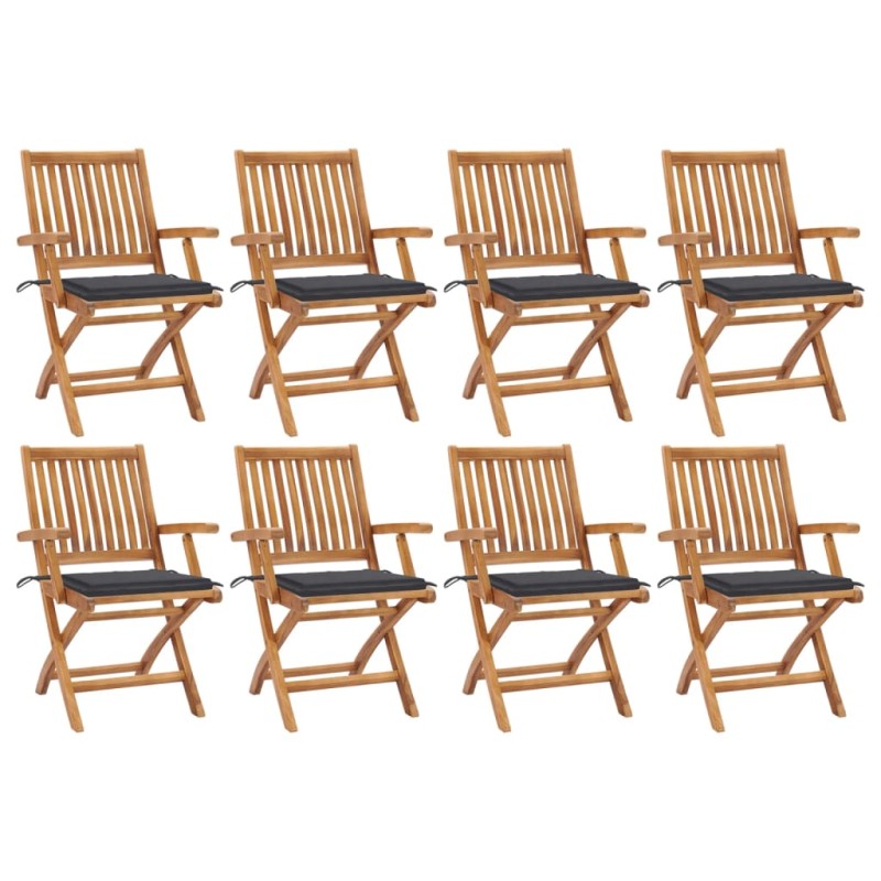 Klappbare Gartenstühle mit Kissen 8 Stk. Massivholz Teak Klappbare Gartenstühle mit Kissen 8 Stk. Massivholz Teak
