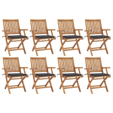 Klappbare Gartenstühle mit Kissen 8 Stk. Massivholz Teak