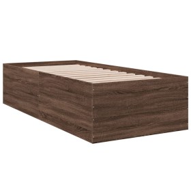 vidaXL Bettgestell Braun Eichen-Optik 90x200 cm Holzwerkstoff