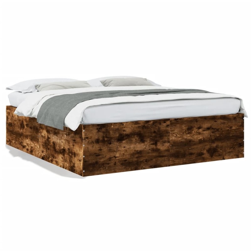 vidaXL Bettgestell Räuchereiche 180x200 cm Holzwerkstoff