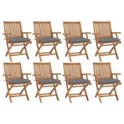 vidaXL Klappbare Gartenstühle mit Kissen 8 Stk. Massivholz Teak