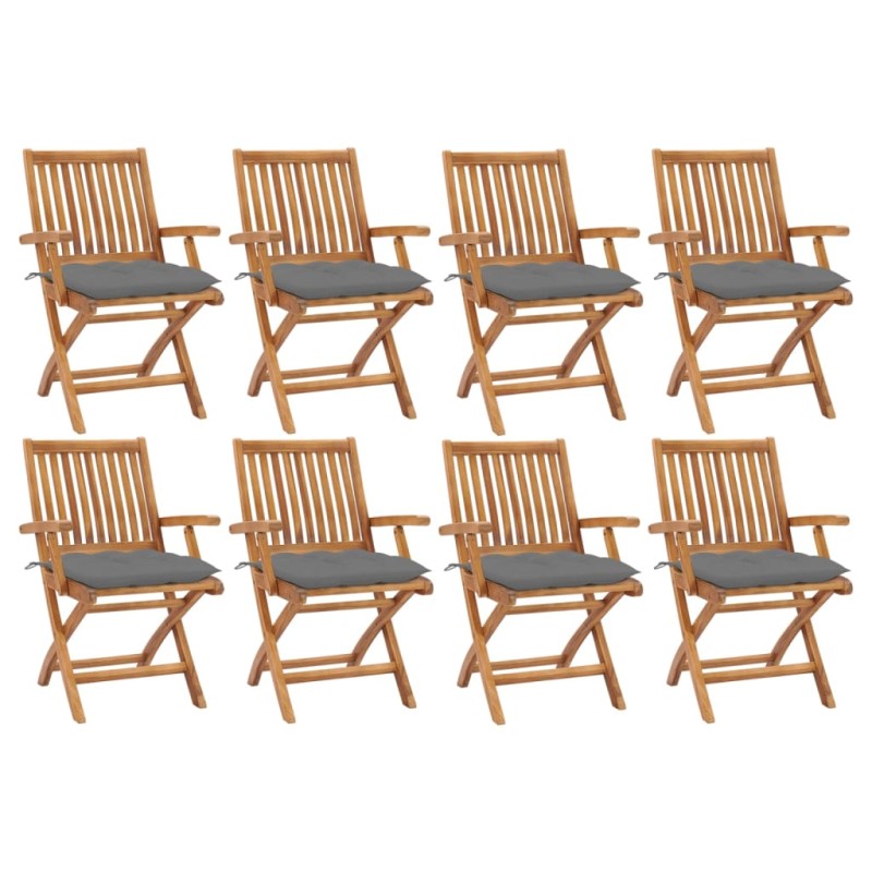 vidaXL Klappbare Gartenstühle mit Kissen 8 Stk. Massivholz Teak vidaXL Klappbare Gartenstühle mit Kissen 8 Stk. Massivholz Teak