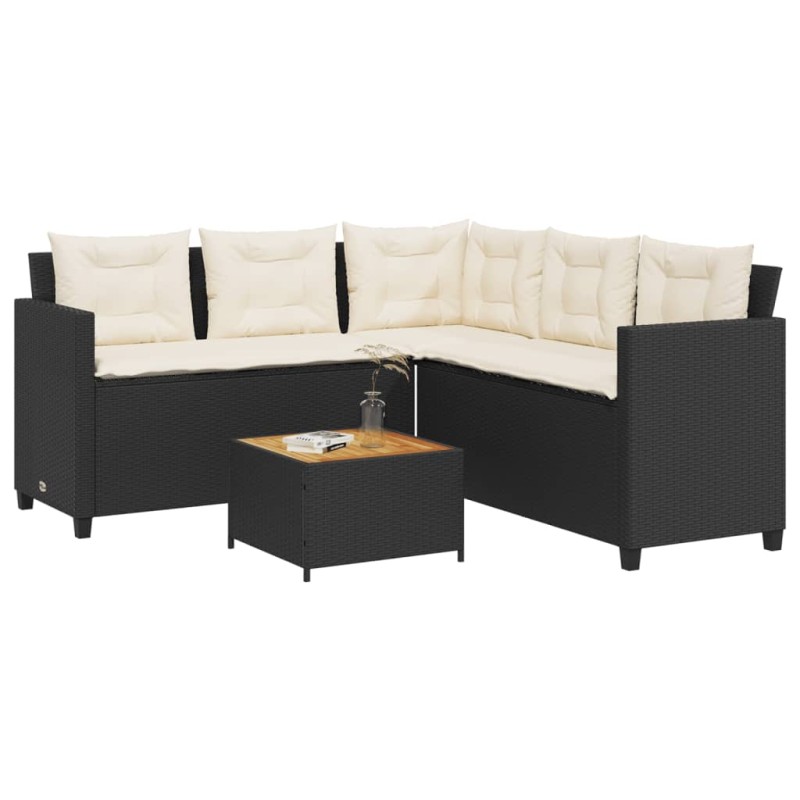 vidaXL Gartensofa in L-Form mit Tisch und Kissen Schwarz Poly Rattan vidaXL Gartensofa in L-Form mit Tisch und Kissen Schwarz Poly Rattan