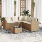 vidaXL Gartensofa in L-Form mit Tisch und Kissen Beige Poly Rattan vidaXL Gartensofa in L-Form mit Tisch und Kissen Beige Poly Rattan