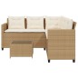 vidaXL Gartensofa in L-Form mit Tisch und Kissen Beige Poly Rattan vidaXL Gartensofa in L-Form mit Tisch und Kissen Beige Poly Rattan
