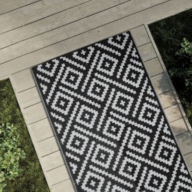 vidaXL Outdoor-Teppich Weiß und Schwarz 80x250 cm PP