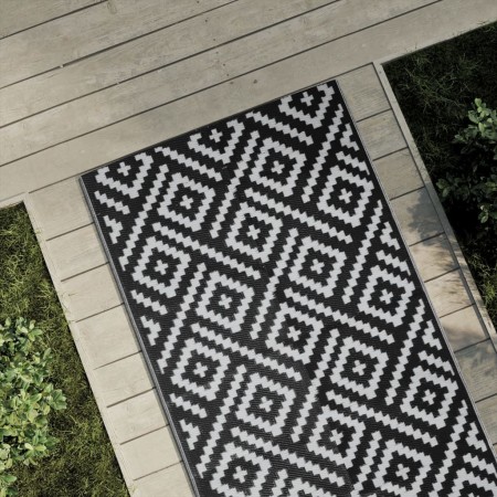 vidaXL Outdoor-Teppich Weiß und Schwarz 80x250 cm PP