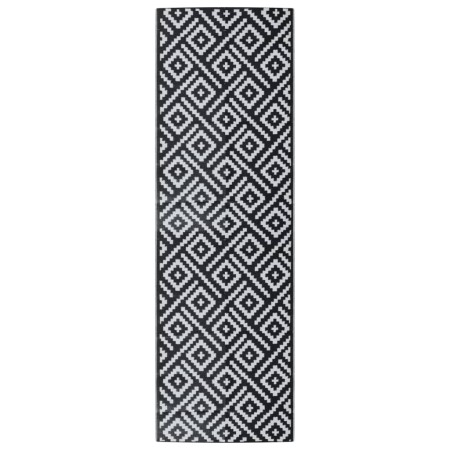 vidaXL Outdoor-Teppich Weiß und Schwarz 80x250 cm PP