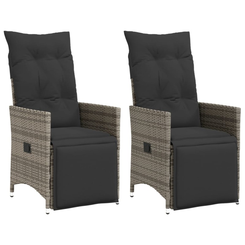 vidaXL Gartensessel mit Kissen 2 Stk. Verstellbar Grau Poly Rattan vidaXL Gartensessel mit Kissen 2 Stk. Verstellbar Grau Poly Rattan