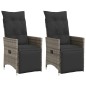 vidaXL Gartensessel mit Kissen 2 Stk. Verstellbar Grau Poly Rattan vidaXL Gartensessel mit Kissen 2 Stk. Verstellbar Grau Poly Rattan