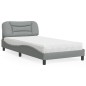 vidaXL Bett mit Matratze Hellgrau 100x200 cm Stoff