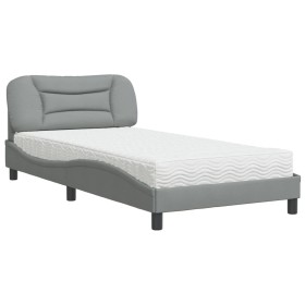 vidaXL Bett mit Matratze Hellgrau 100x200 cm Stoff