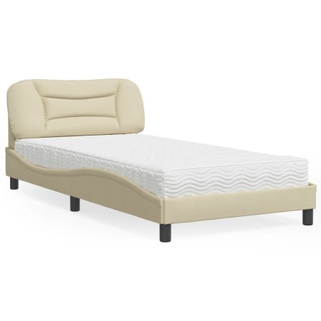 vidaXL Bett mit Matratze Creme 100x200 cm Stoff