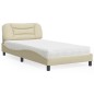 vidaXL Bett mit Matratze Creme 100x200 cm Stoff vidaXL Bett mit Matratze Creme 100x200 cm Stoff