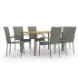 7-tlg. Garten-Essgruppe Poly Rattan Grau 7-tlg. Garten-Essgruppe Poly Rattan Grau