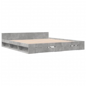 vidaXL Bettgestell mit Schubladen Betongrau 180x200 cm Holzwerkstoff