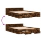 vidaXL Bettgestell mit Schubladen Räuchereiche 150x200cm Holzwerkstoff vidaXL Bettgestell mit Schubladen Räuchereiche 150x200cm Holzwerkstoff