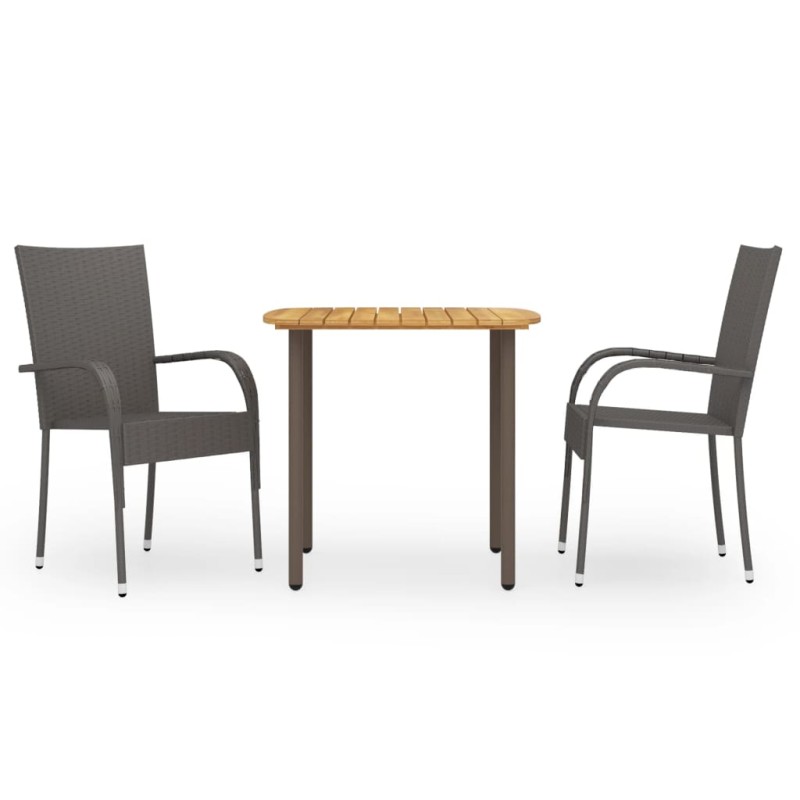 vidaXL 3-tlg. Garten-Essgruppe Poly Rattan Braun vidaXL 3-tlg. Garten-Essgruppe Poly Rattan Braun