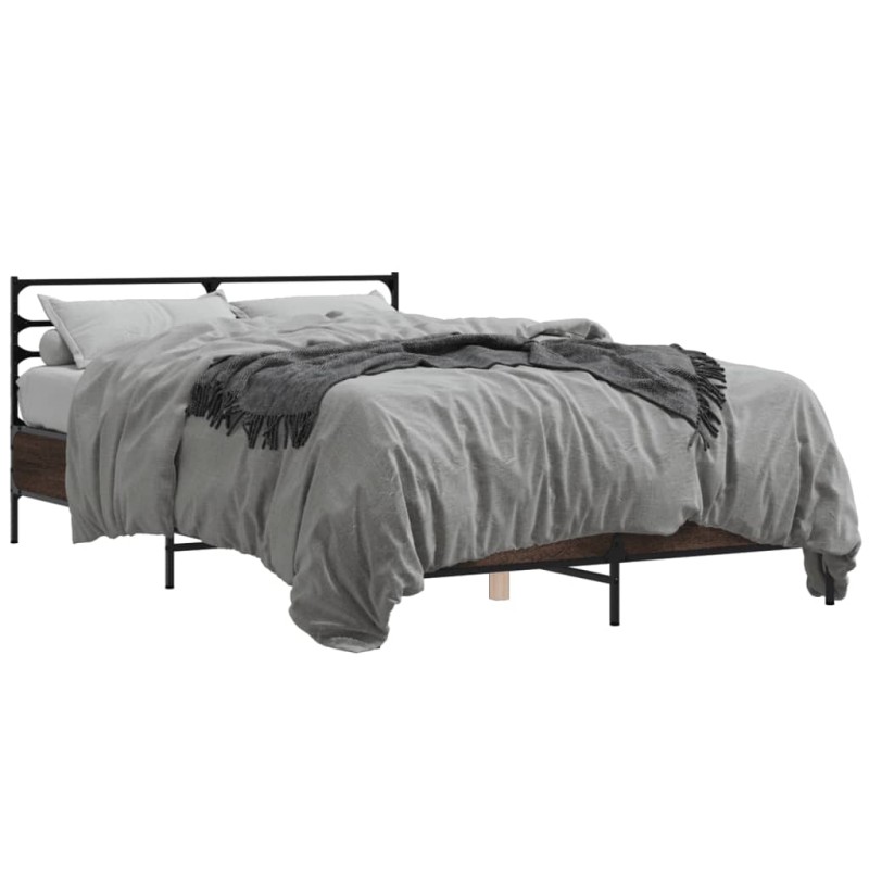 vidaXL Bettgestell Braun Eichen-Optik 120x200 cm Holzwerkstoff Metall vidaXL Bettgestell Braun Eichen-Optik 120x200 cm Holzwerkstoff Metall