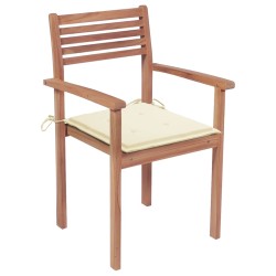 vidaXL Stapelbare Gartenstühle mit Kissen 8 Stk. Massivholz Teak