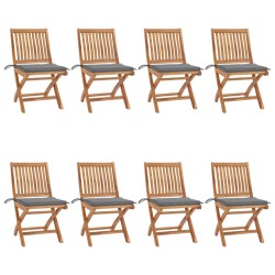 vidaXL Klappbare Gartenstühle mit Kissen 8 Stk. Massivholz Teak